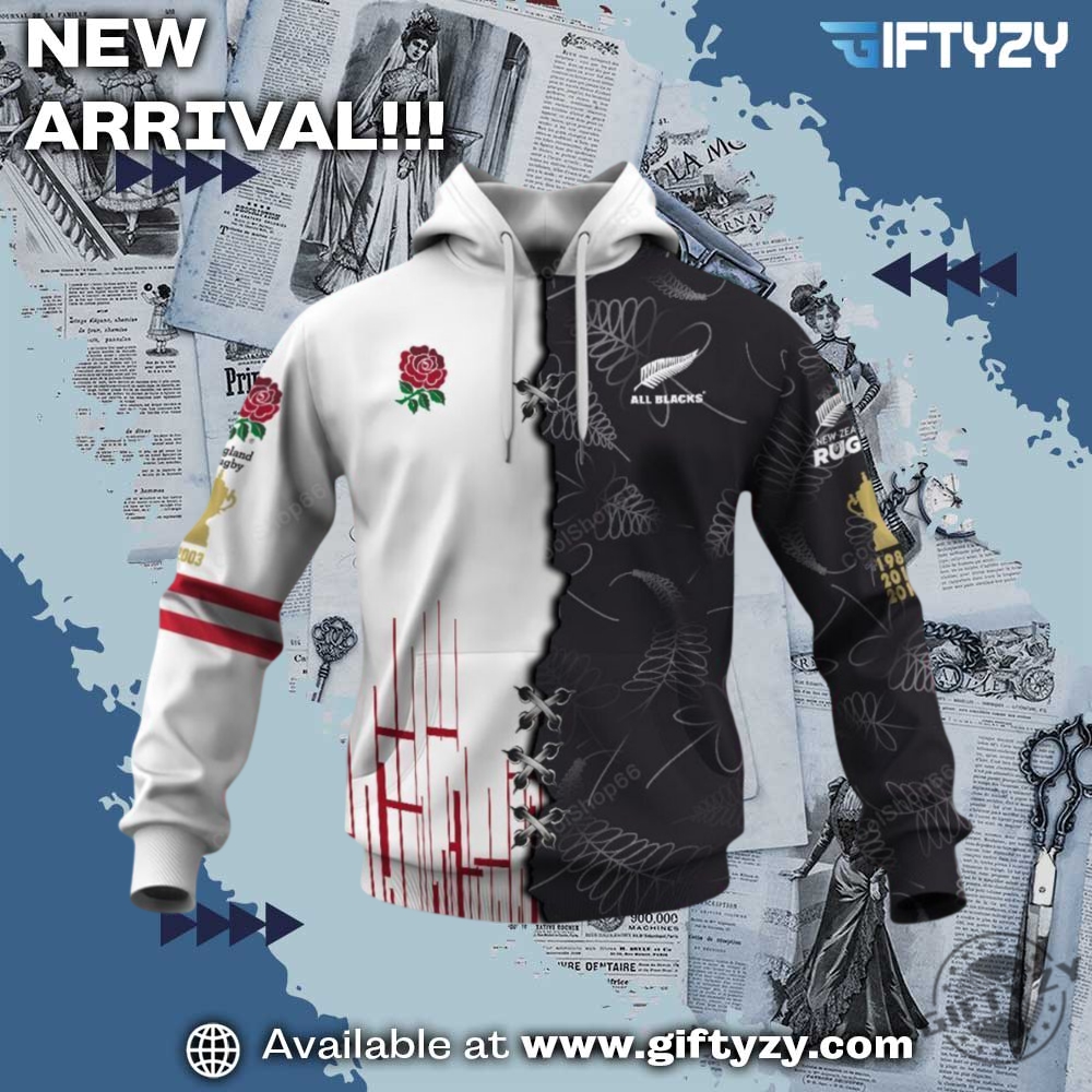 All-Over 3D Printed Graphic Shirt 21 All Blacks X Red Roses Rugby Custom Name 3D Printed Shirt