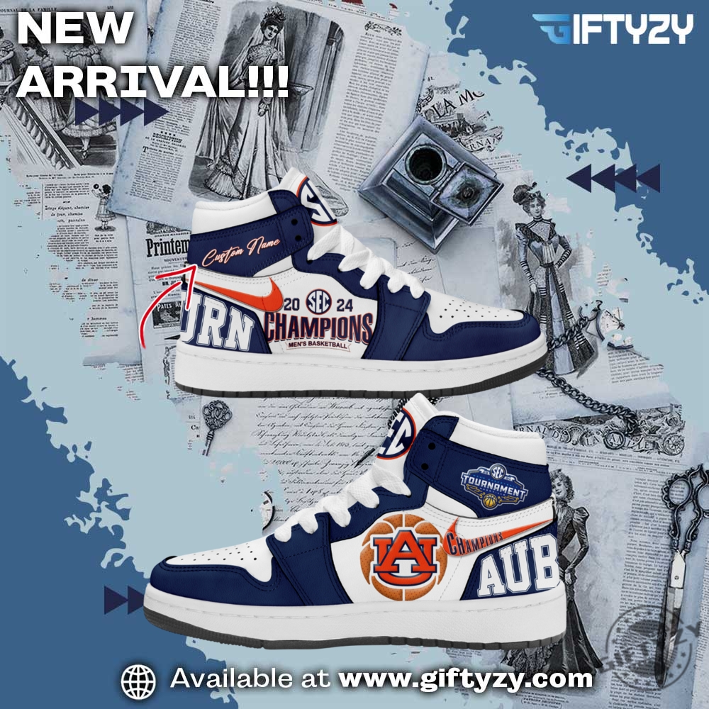 Auburn Tigers Sec Tournament Champion Personalized Air Jordan 1 Shoes