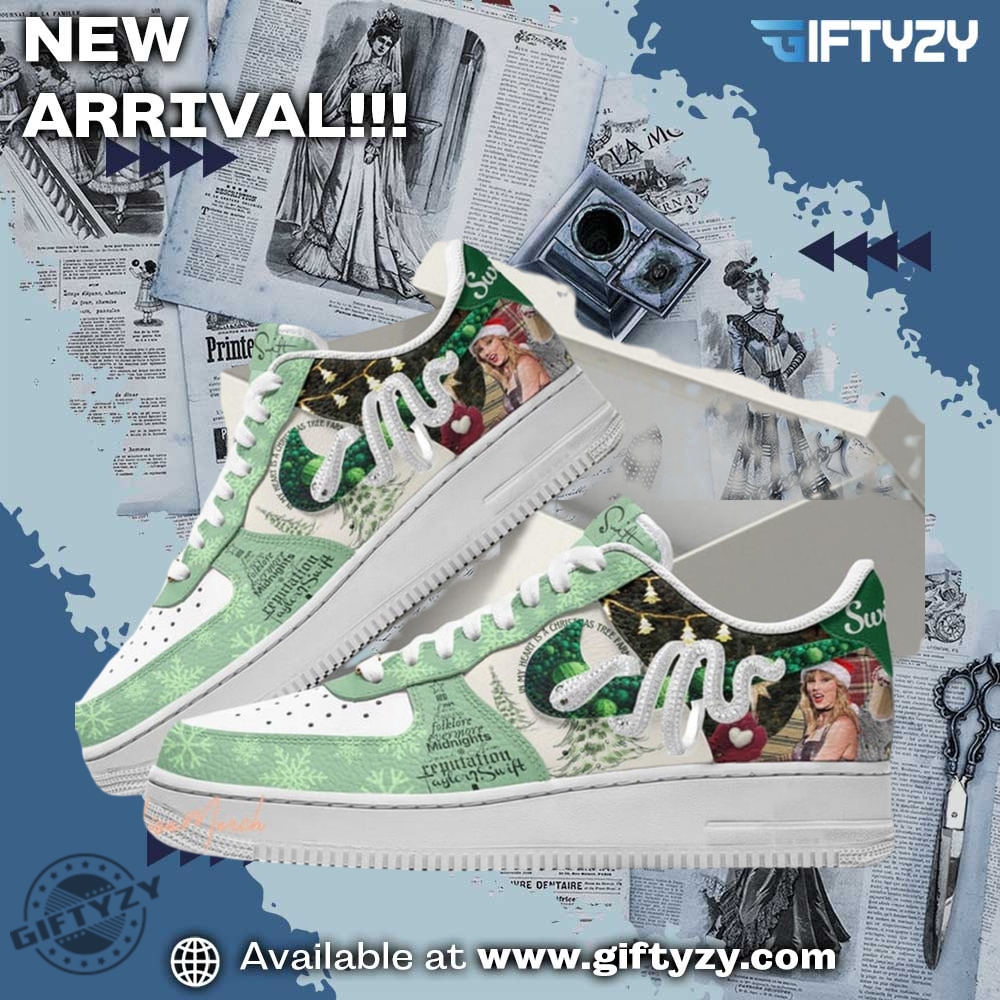 Must-Have Graphic Sneakers of the Season 5 Taylor Swift Music My Heart Is A Christmas Tree Farm Love Air Force 1 Shoes