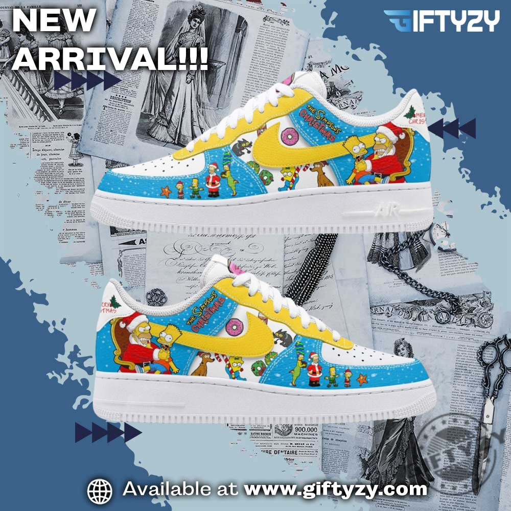 trendy graphic shoes designer 5 The Simpsons Movie Merry Christmas Happy New Year 2025 Donuts Air Force 1 Shoes