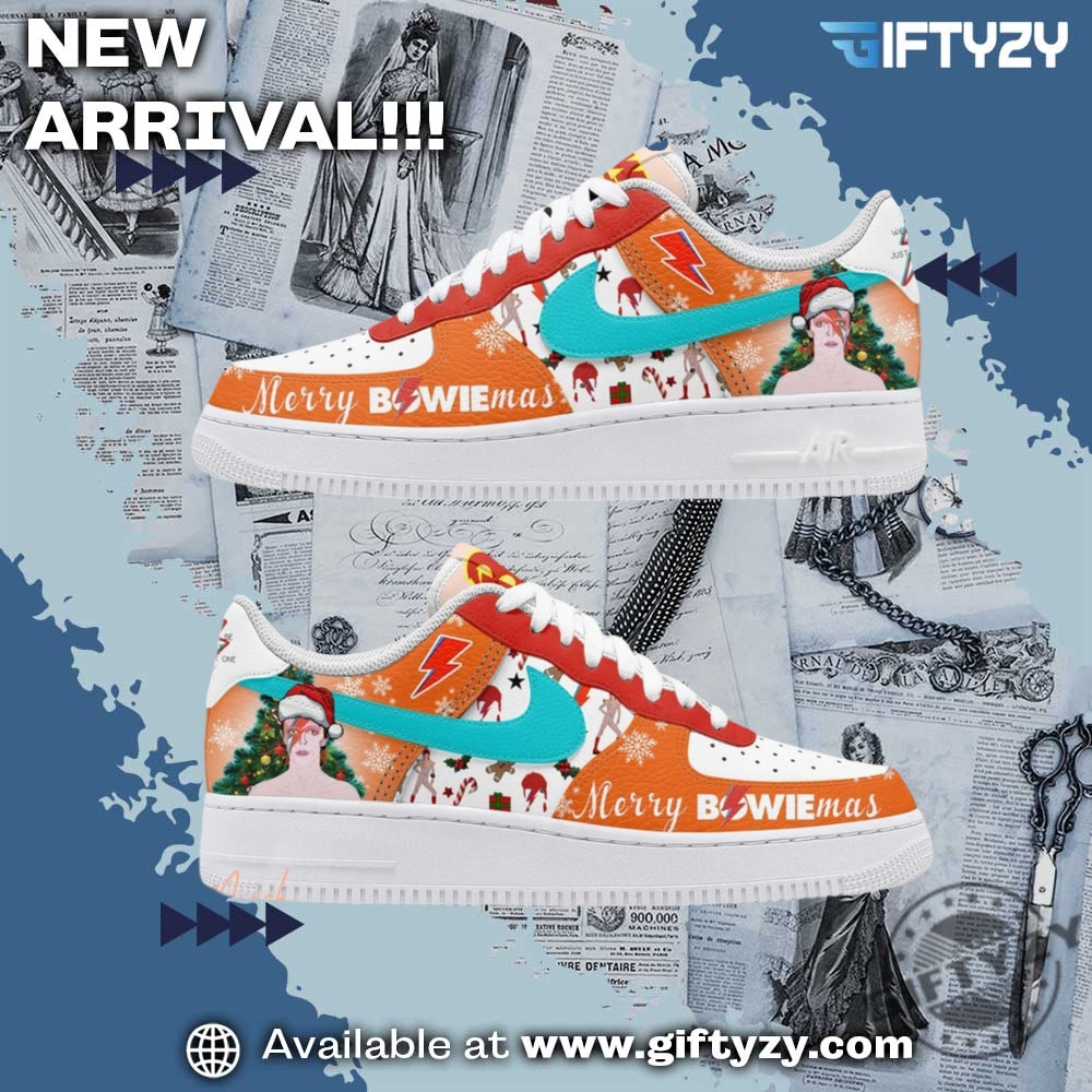 trendy graphic shoes designer 13 David Bowie Music Singer Merry Christmas Bowiemas And Happy New Years Air Force 1 Shoes