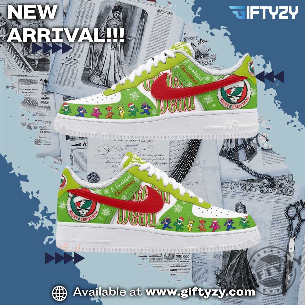 trendy graphic shoes designer 15 Grateful Dead Band Music Merry Christmas Rockmas And Happy New Years Air Force 1 Shoes