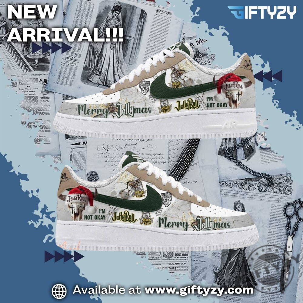 trendy graphic shoes designer 19 Jelly Roll Music I Am Not Okay Merry Christmas Jellymas Air Force 1 Shoes