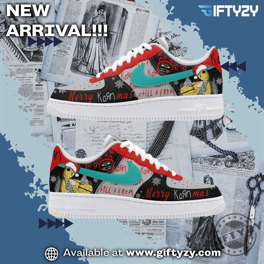 trendy graphic shoes designer 21 Korn Still A Freak Music Band Merry Christmas Kornmas Air Force 1 Shoes