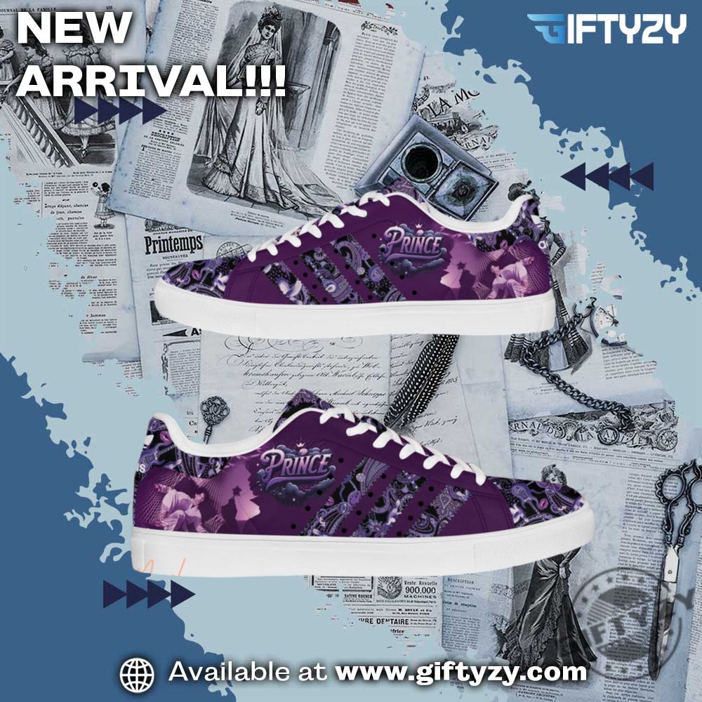 trendy graphic shoes designer 24 Prince Music Legend Celebrating Love In Purple Rain Eternal Stan Smith Shoes