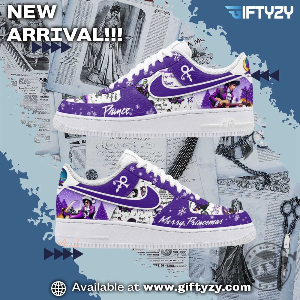 Graphic Print Shoes Trending 9 Prince The Legends Music Merry Christmas In Purple Rain Nike Air Force 1 Shoes