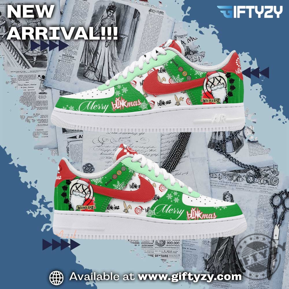 Graphic Print Shoes Trending 13 Blink182 Music Merry Christmas Merry Blinkmas Air Force 1 Shoes