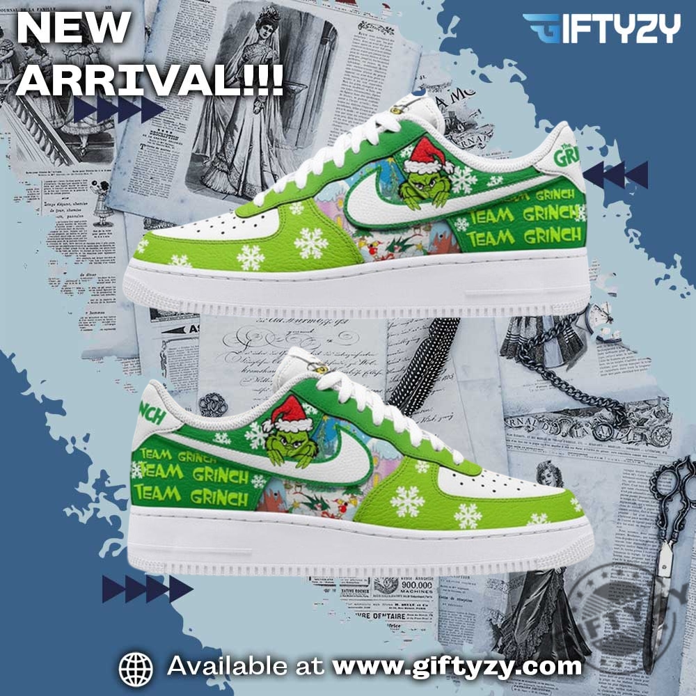 Graphic Print Shoes Trending 16 The Grinch Team Grinch Movie Merry Christmas Cheers Air Force 1 Shoes