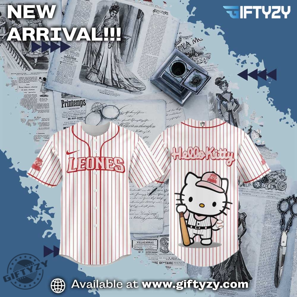 Stylish Unisex 3D Baseball Jersey 5 Leones Mlb De Yucatán Hello Kitty Baseball Jersey