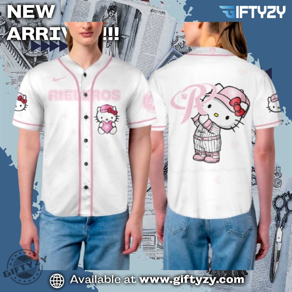 Stylish Unisex 3D Baseball Jersey 6 Rieleros De Aguascalientes Hello Kitty Baseball 3D Jersey