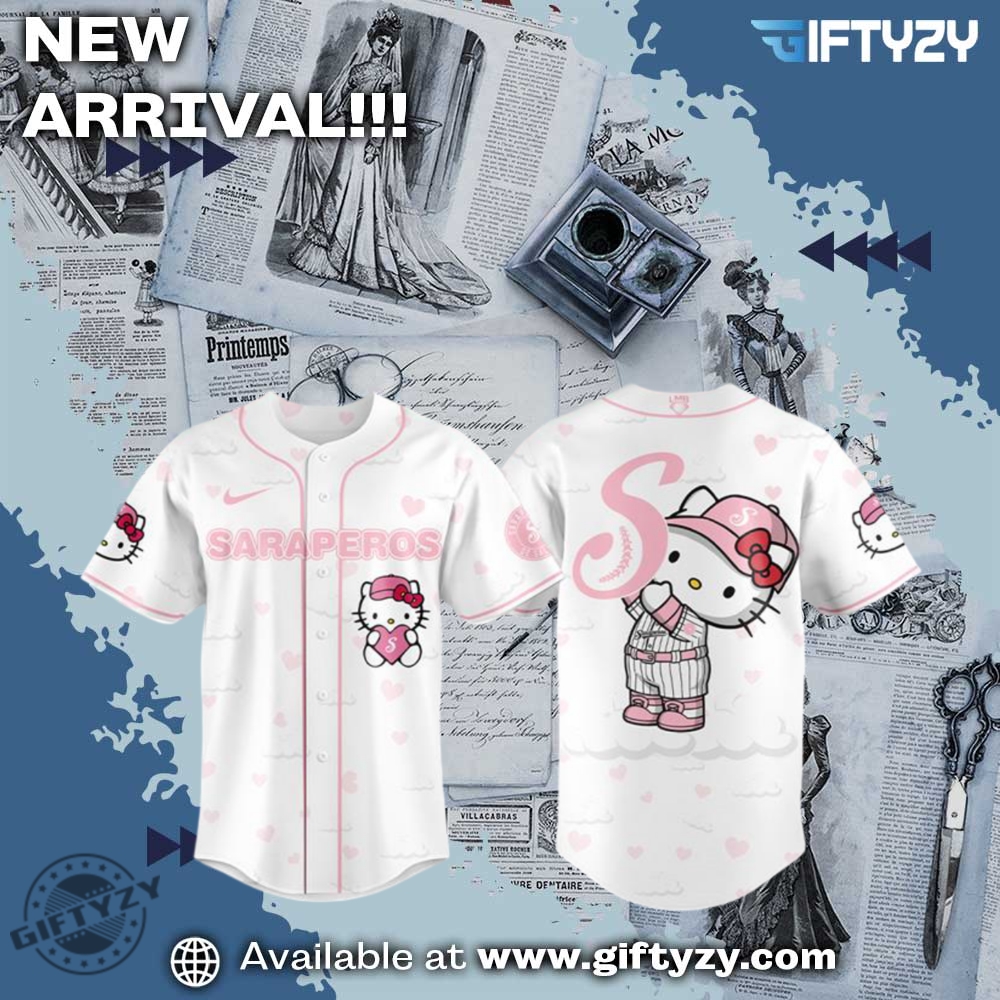 Stylish Unisex 3D Baseball Jersey 7 Saraperos De Saltillo Mlb Hello Kitty Night 3D Baseball Jersey
