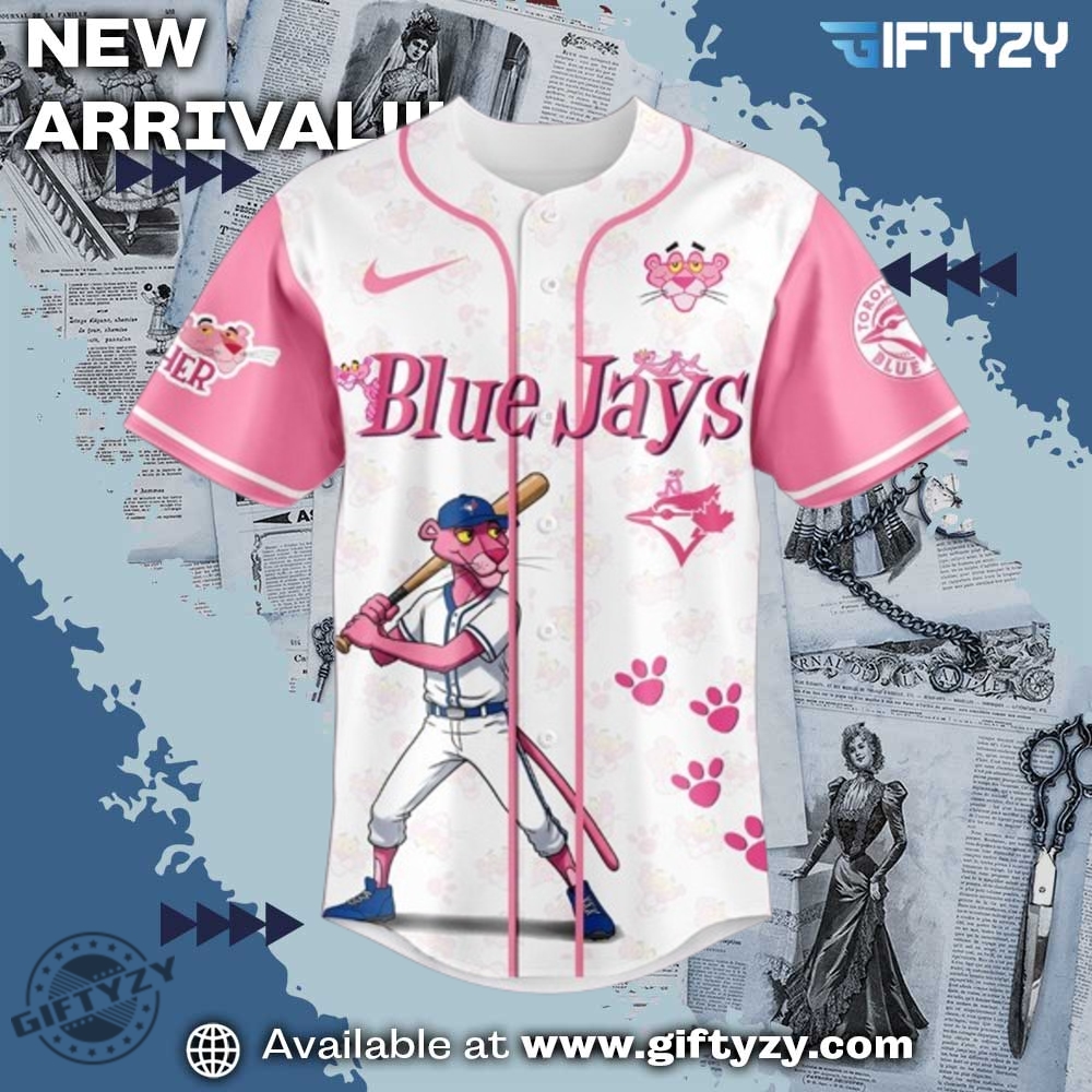 Toronto Blue Jays Mlb X Pink Panther Baseball Jersey 4 Toronto Blue Jays MLB x Pink Panther Baseball Jersey