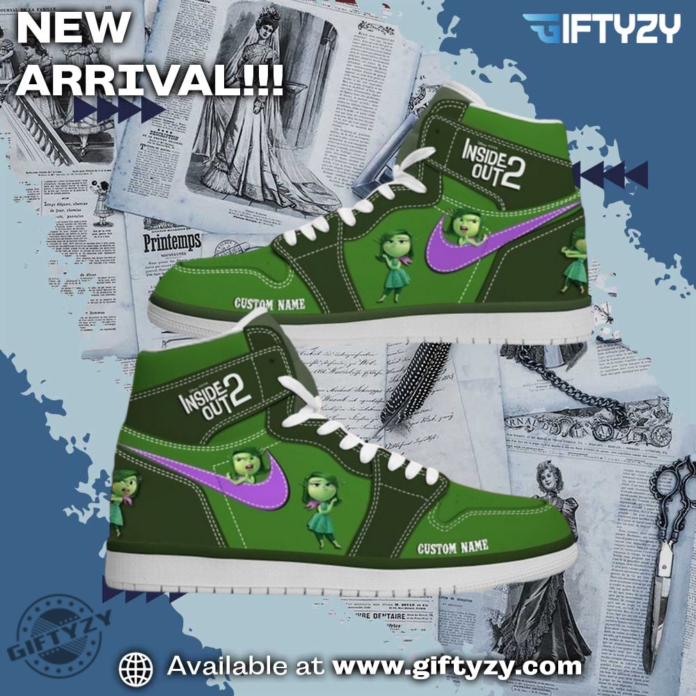 Inside Out 2 Disgust Movie Custom Name Air Jordan Hightop Shoes
