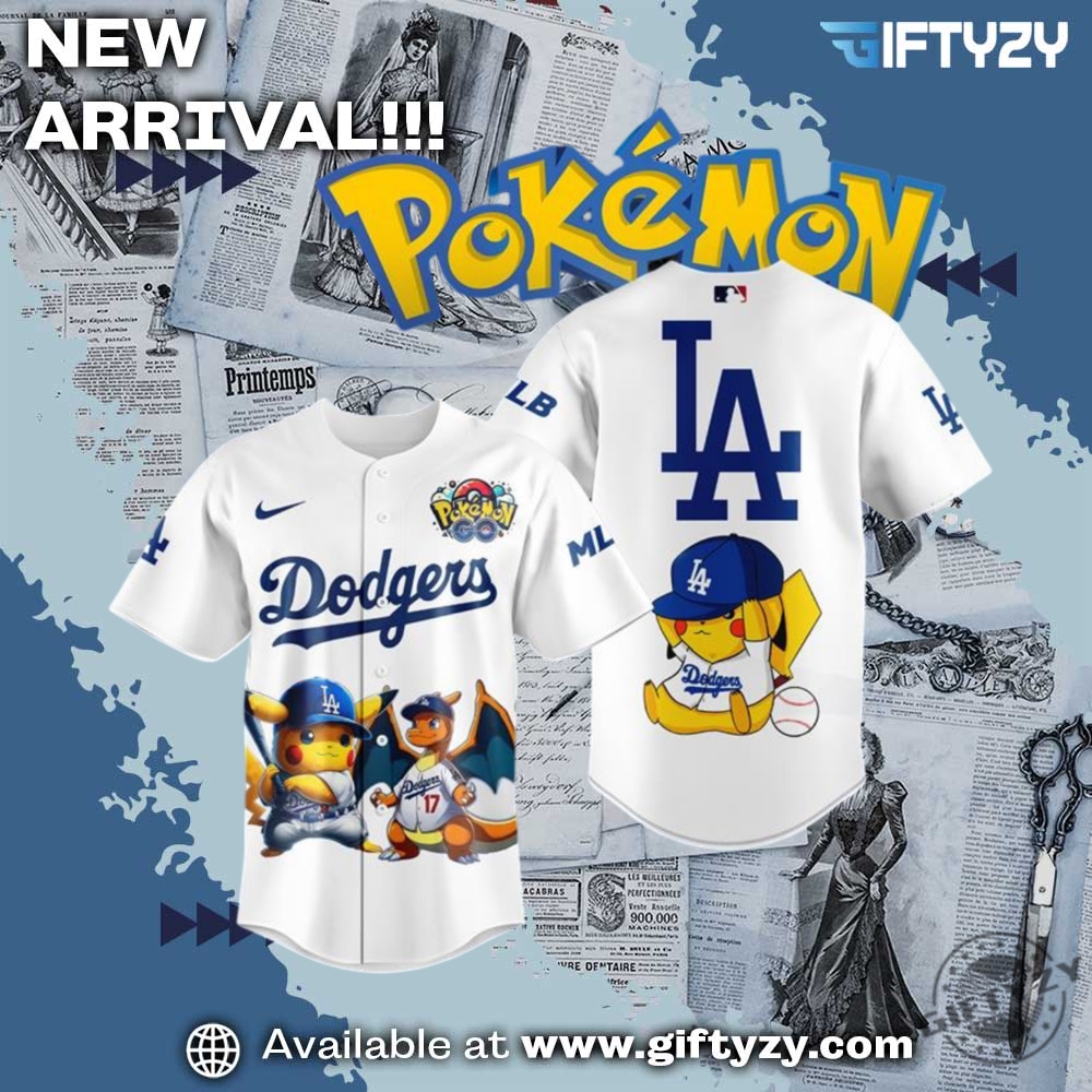 Unisex Trending 3D Sport Baseball Jersey 5 Mlb La Dodgers Pokemon World Champion Baseball Jersey