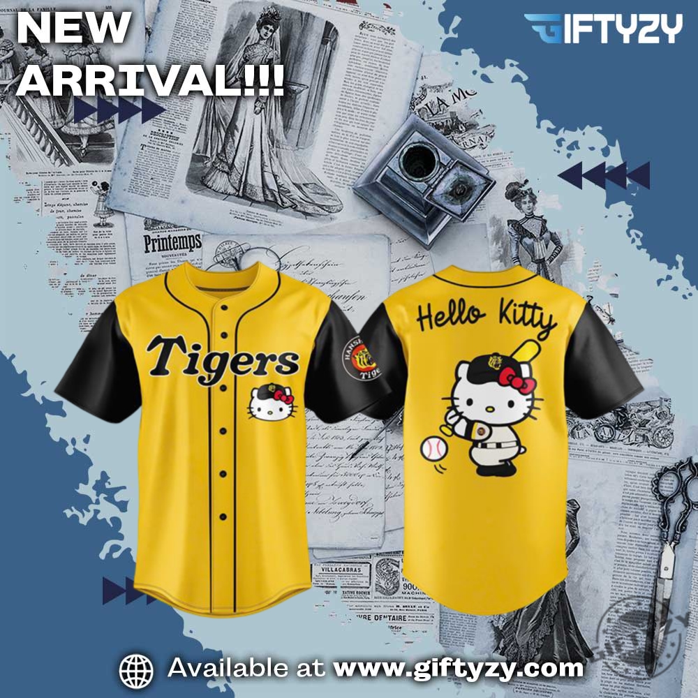 Unisex Trending 3D Sport Baseball Jersey 9 Hanshin Tigers Hello Kitty 3D Baseball Jersey