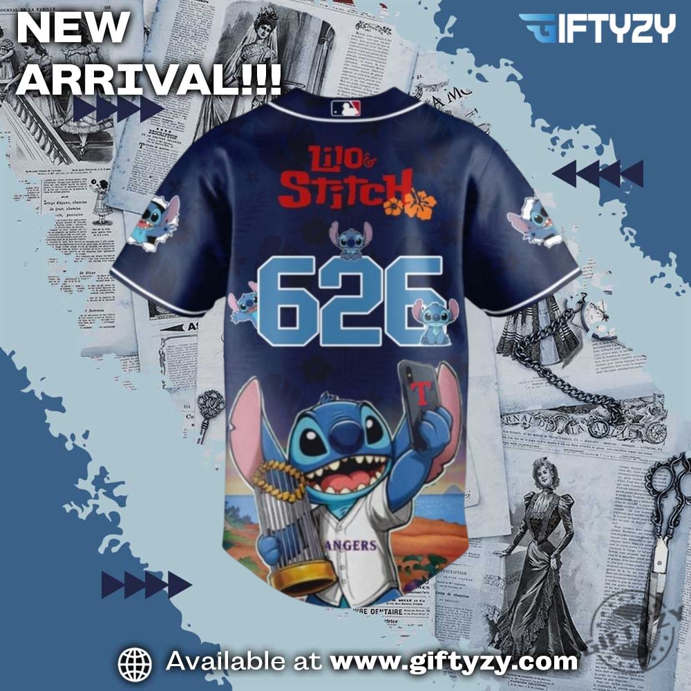 Texas Rangers Mlb X Lilo Stitch Movie 3D Baseball Jersey 5 Texas Rangers MLB x Lilo & Stitch Movie 3D Baseball Jersey