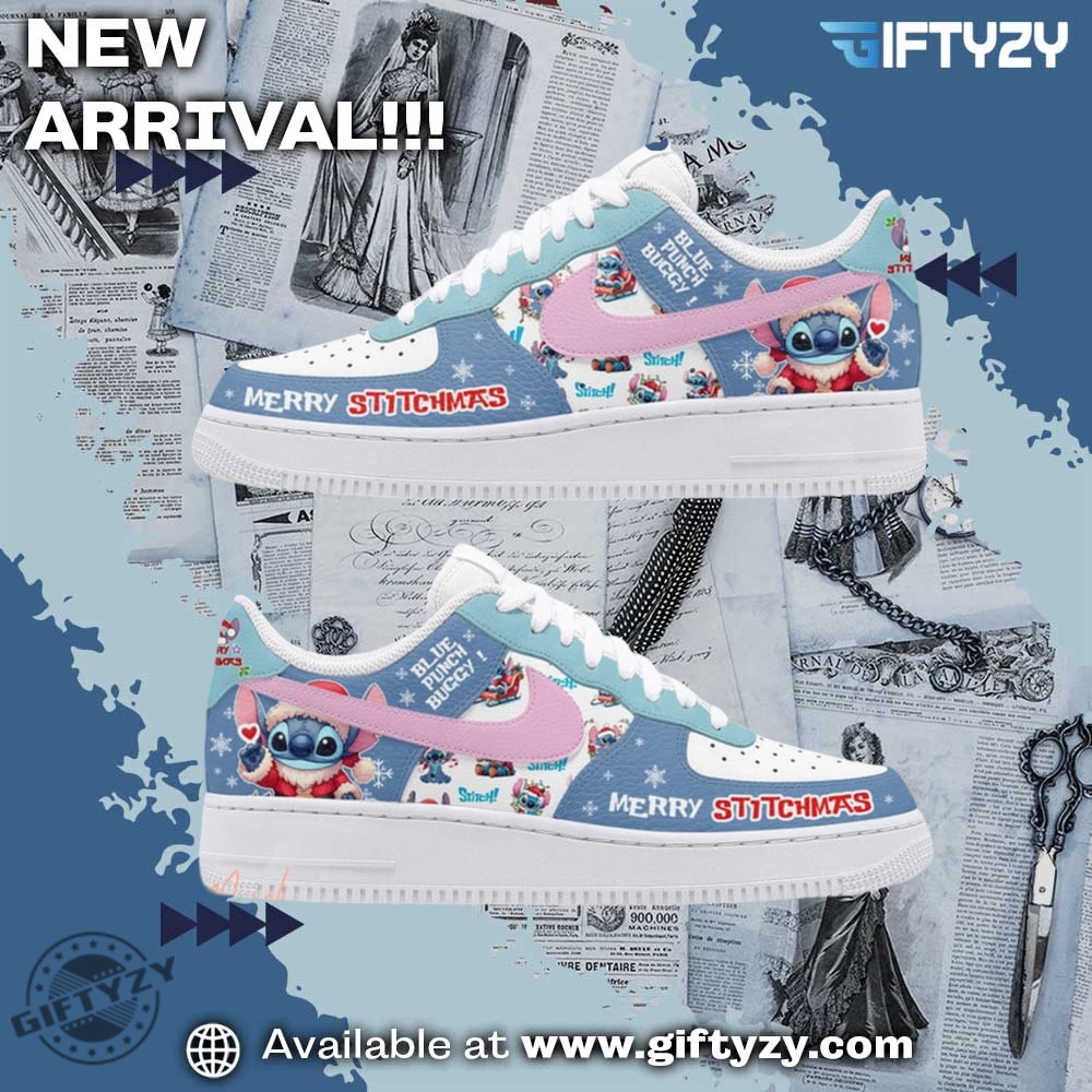 Colorful and Creative Graphic Shoes 14 Stitch Movie Merry Stitchmas Blue Punch Buggy Merry Christmas Nike Air Force 1 Shoes