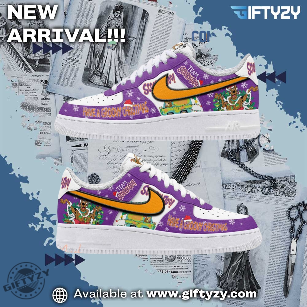 Colorful and Creative Graphic Shoes 17 Scoobydoo Movie Team Have A Groovy Christmas Nike Air Force 1 Shoes