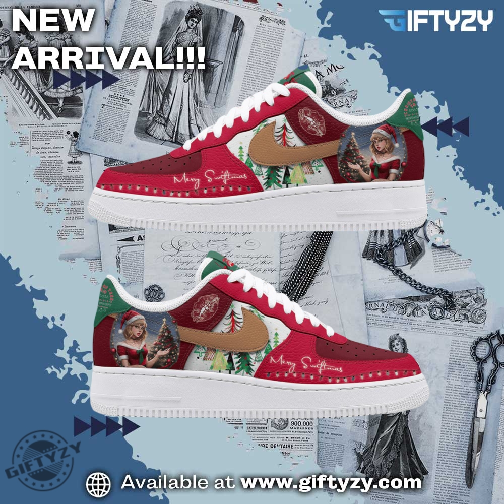 Colorful and Creative Graphic Shoes 20 Taylor Swift Music Singer Merry Swiftmas Christmas Tree Farm Air Force 1 Shoes