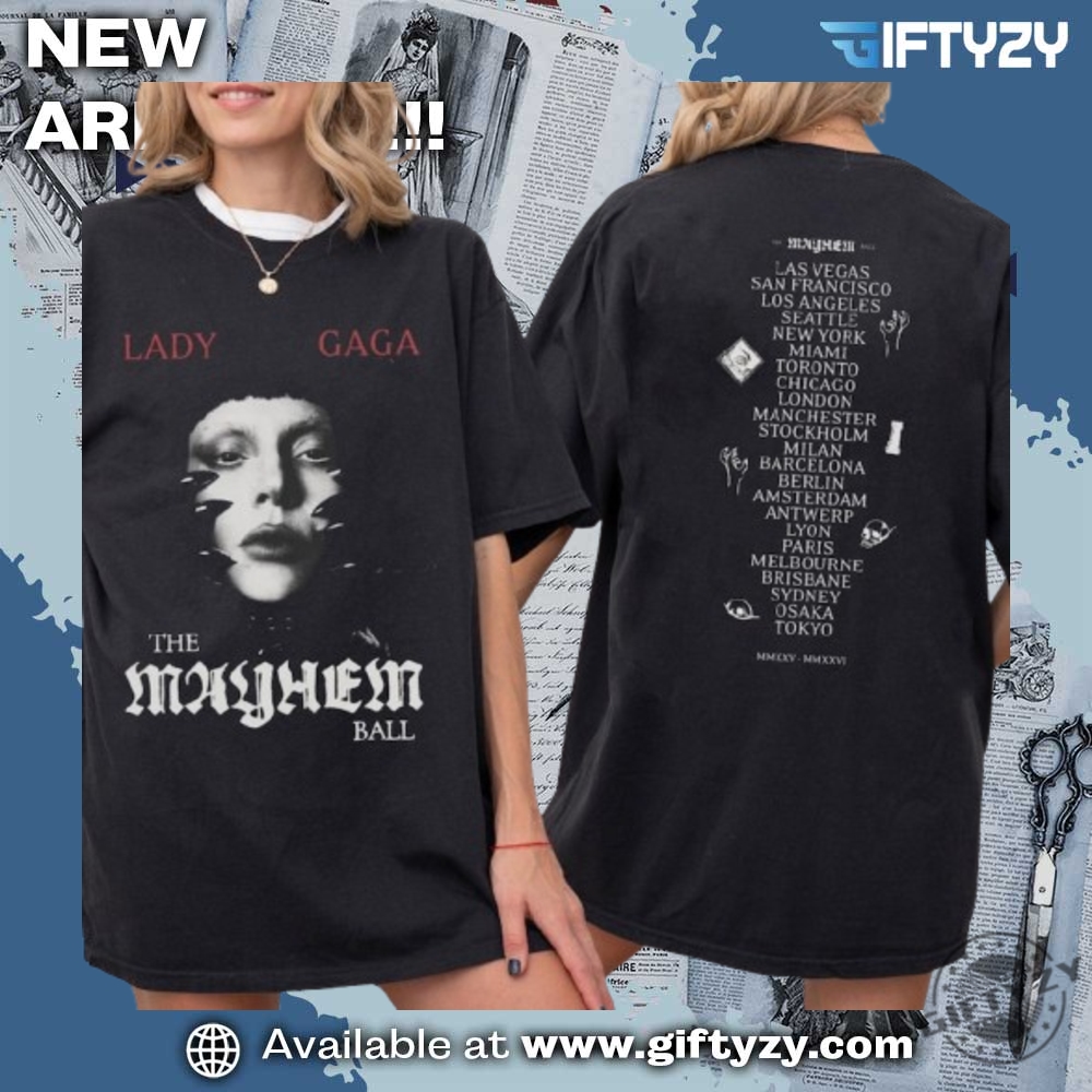 RIP Ozzy Osbourne Shirt, Malcolm-Jamal Warner Memorial Tee 22 Lady Gaga Mayhem 2 Sided Shirt The Mayhem Ball Tour Fans Gift