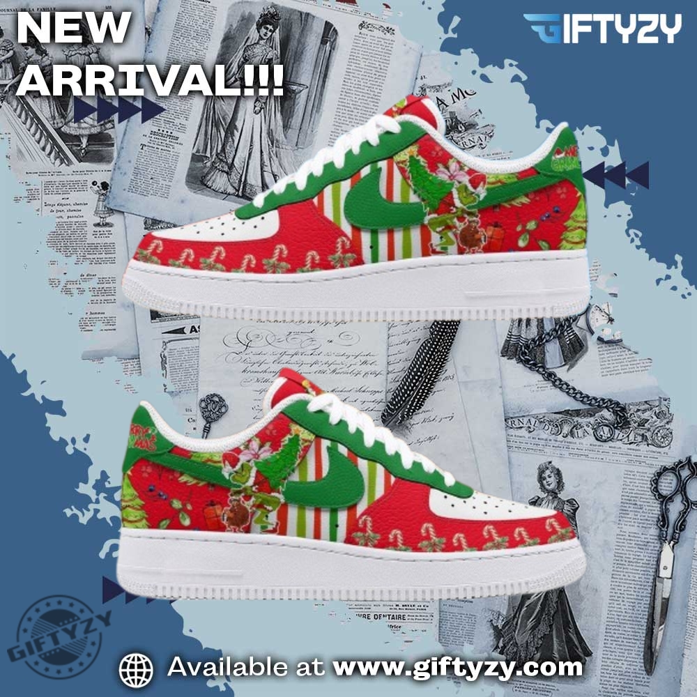 Custom Designed Artistic Footwear 3 The Grinch Will Steal The Christmas Noel Nike Air Force 1 Shoes