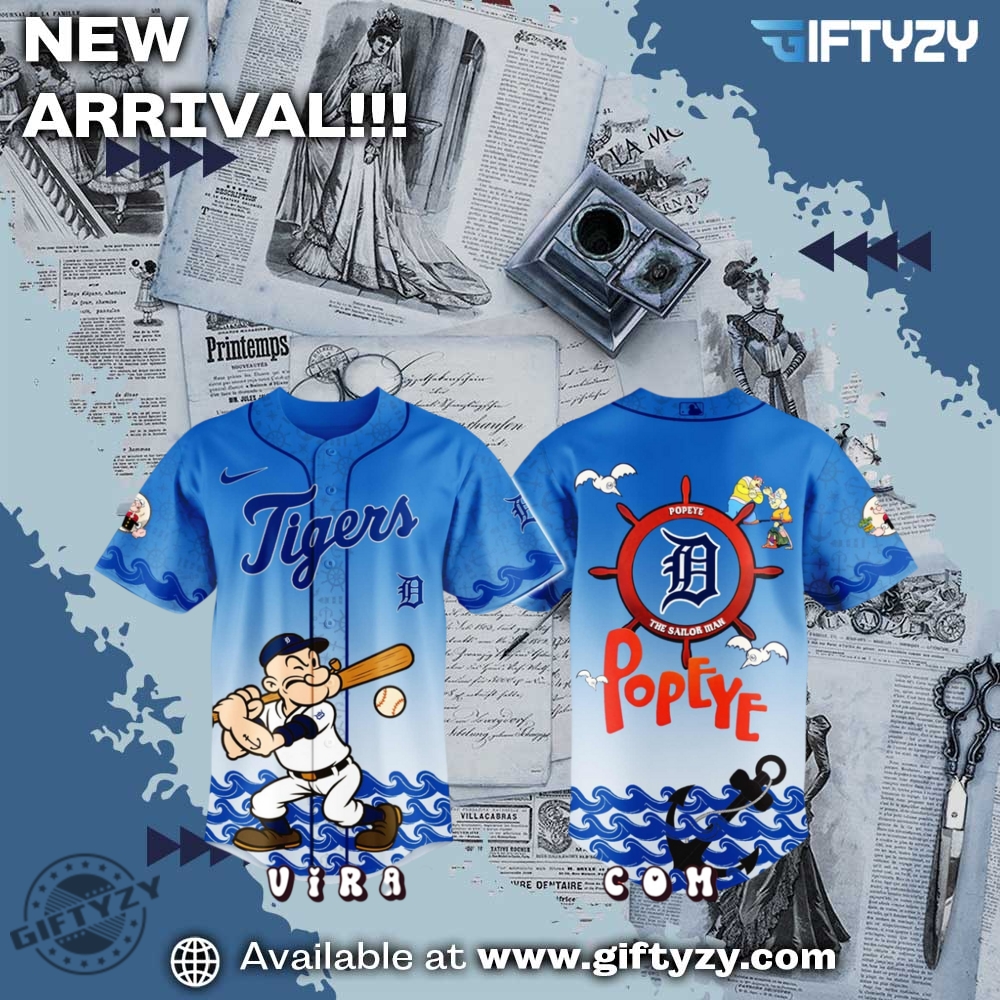 Detroit Tigers Mlb X Popeye Movie 3D Baseball Jersey