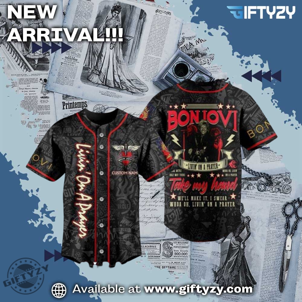 Bon Jovi Livin On A Prayer Music Baseball 3D Jersey