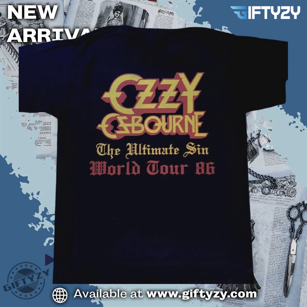 Ozzy Osbourne The Ultimate Sin World Tour 1986 Shirt giftyzy 2