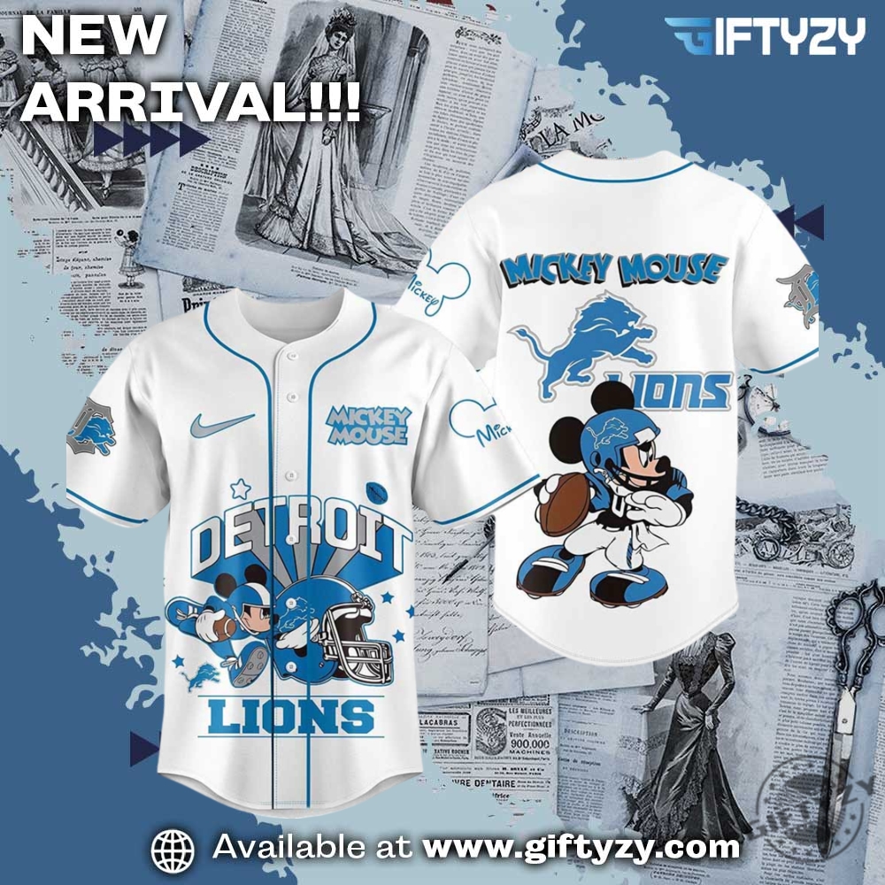 NFL Football Teams x Movie Baseball Jersey 9 Detroit Lions Football Nfl X Mickey Mouse Movie Baseball Jersey