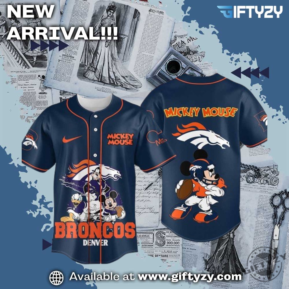 NFL Football Teams x Movie Baseball Jersey 11 Denver Broncos Nfl Football Mickey Mouse Movie Baseball Jersey