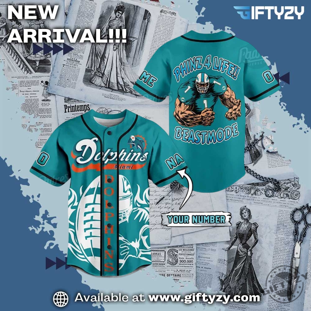 NFL Football Teams x Movie Baseball Jersey 13 Nfl Miami Dolphins Phins 4Life Beast Mode Custom Name Baseball Jersey