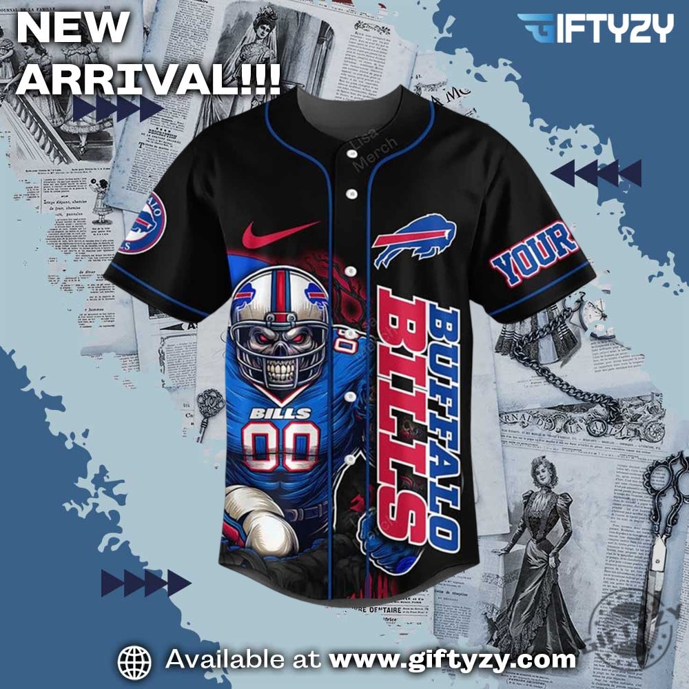 Nfl Football Buffalo Bills Fear The Bills Halloween 3D Baseball Jersey giftyzy 3