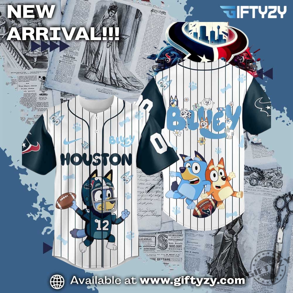NFL Football Teams x Movie Baseball Jersey 27 Football Houston Texans Nfl X Bluey Custom Name Baseball Jersey