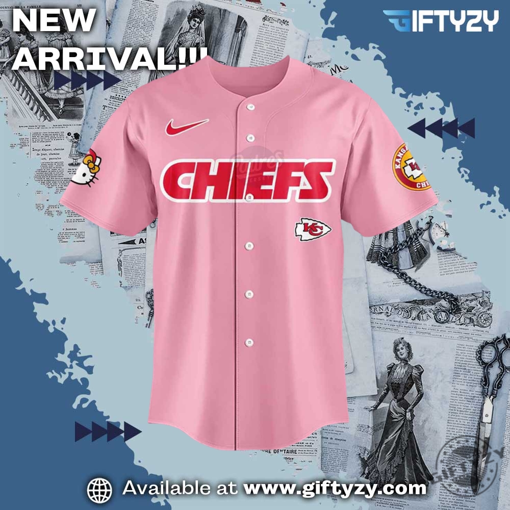 Kansas City Chiefs Nfl Hello Kitty Movie Pink Baseball Jersey Outfit 4 Kansas City Chiefs NFL Hello Kitty Movie Pink Baseball Jersey Outfit