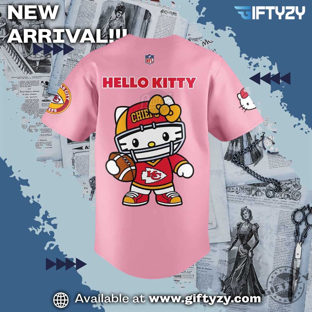 Kansas City Chiefs Nfl Hello Kitty Movie Pink Baseball Jersey Outfit 5 Kansas City Chiefs NFL Hello Kitty Movie Pink Baseball Jersey Outfit