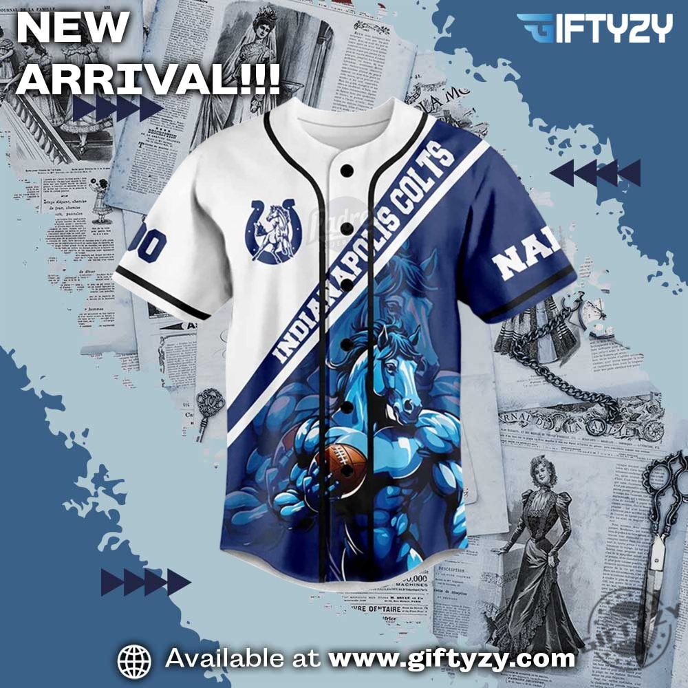 Nfl Nfl Indianapolis Colts Horse Power Custom Name Baseball Jersey 5 NFL NFL Indianapolis Colts Horse Power Custom Name Baseball Jersey