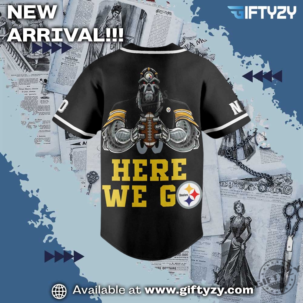 Pittsburgh Steelers Nfl Here We Go Custom Name Baseball Jersey Outfit 5 Pittsburgh Steelers NFL Here We Go Custom Name Baseball Jersey Outfit