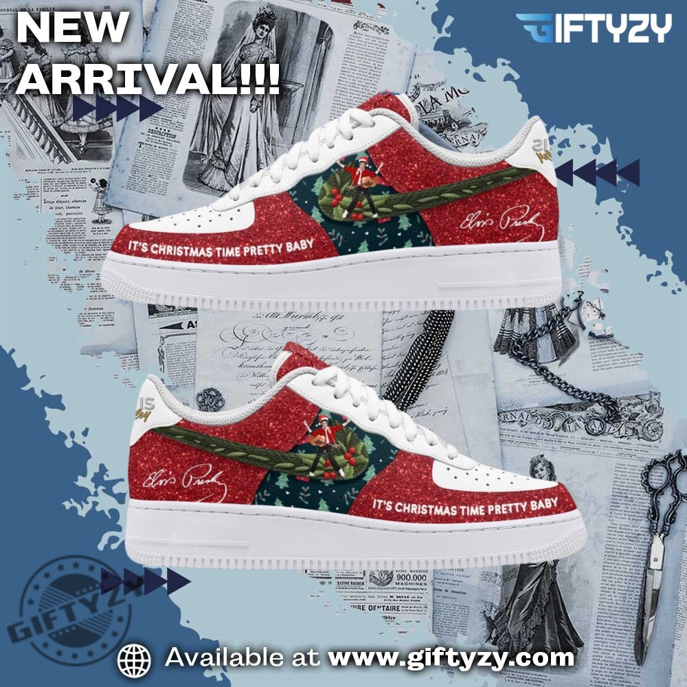 The Latest Trend in Graphic Shoes 12 Elvis Presley Music Legend Its Christmas Time Pretty Baby Air Force 1 Shoes
