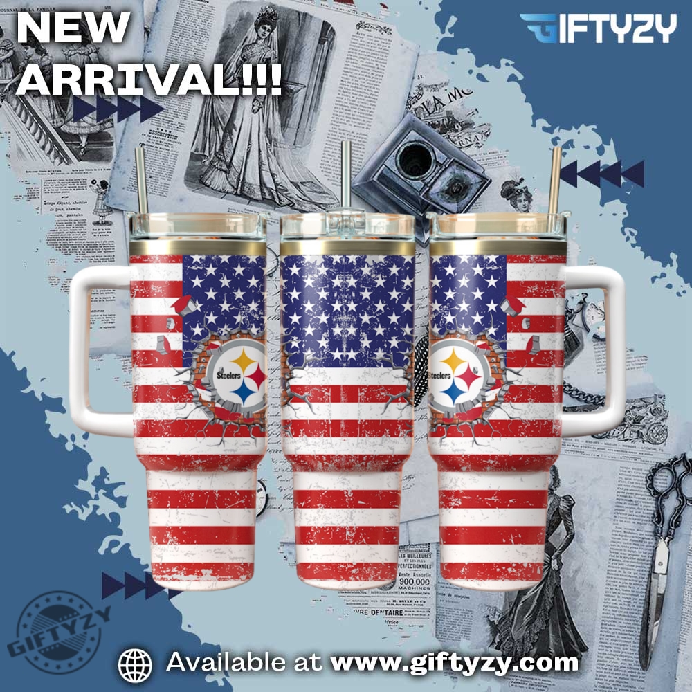 Pittsburgh Steelers Nfl Football America Flag Stanley Cup Tumbler With Handle