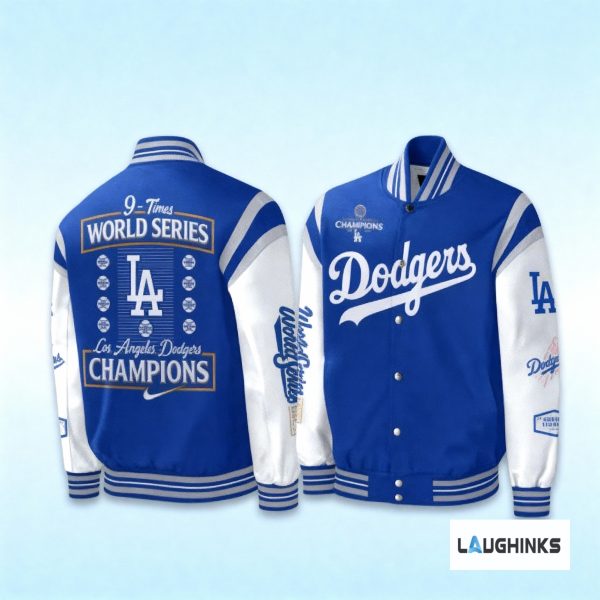 LA Dodgers 9 Times World Series Champions Baseball varsity Jacket Nike