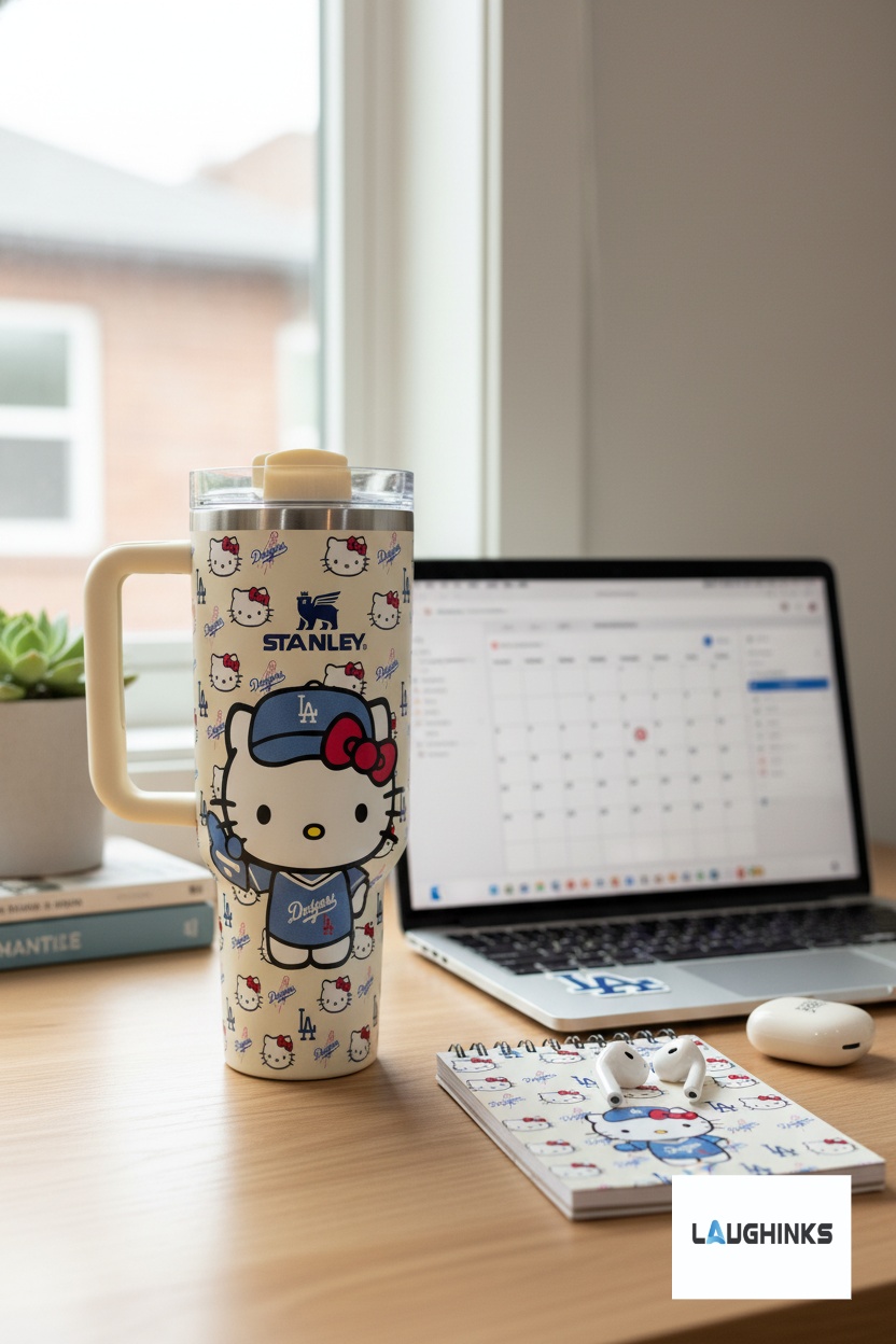 hello kitty la dodgers stanley 40oz tumbler dupe laughinks Hello Kitty LA Dodgers Stanley 40oz Tumbler Dupe