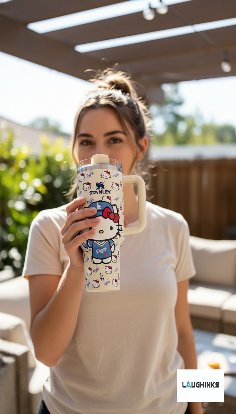 hello kitty la dodgers stanley 40oz tumbler dupe laughinks Hello Kitty LA Dodgers Stanley 40oz Tumbler Dupe