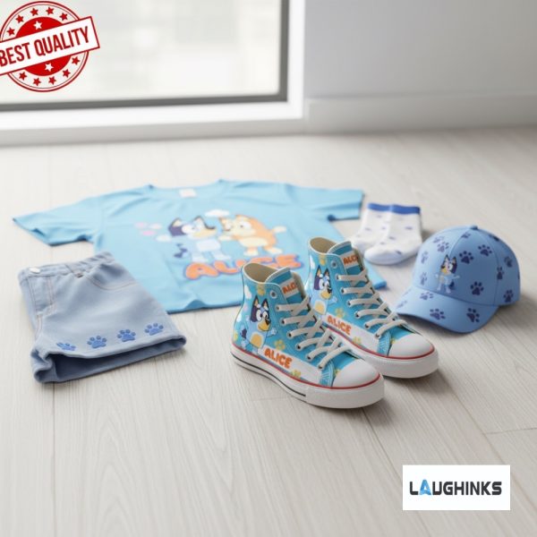 Custom Name Bluey and Bingo AOP High Top Shoes (input your name in note box) 4 Custom Name Bluey and Bingo AOP High Top Shoes (input your name in note box)