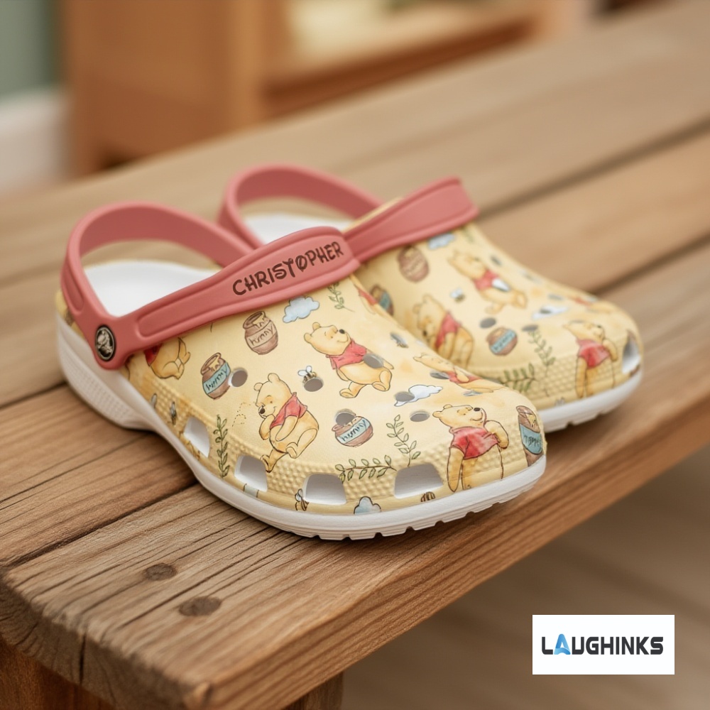 Custom name Winnie The Pooh Crocs charms set with clogs for kids adults