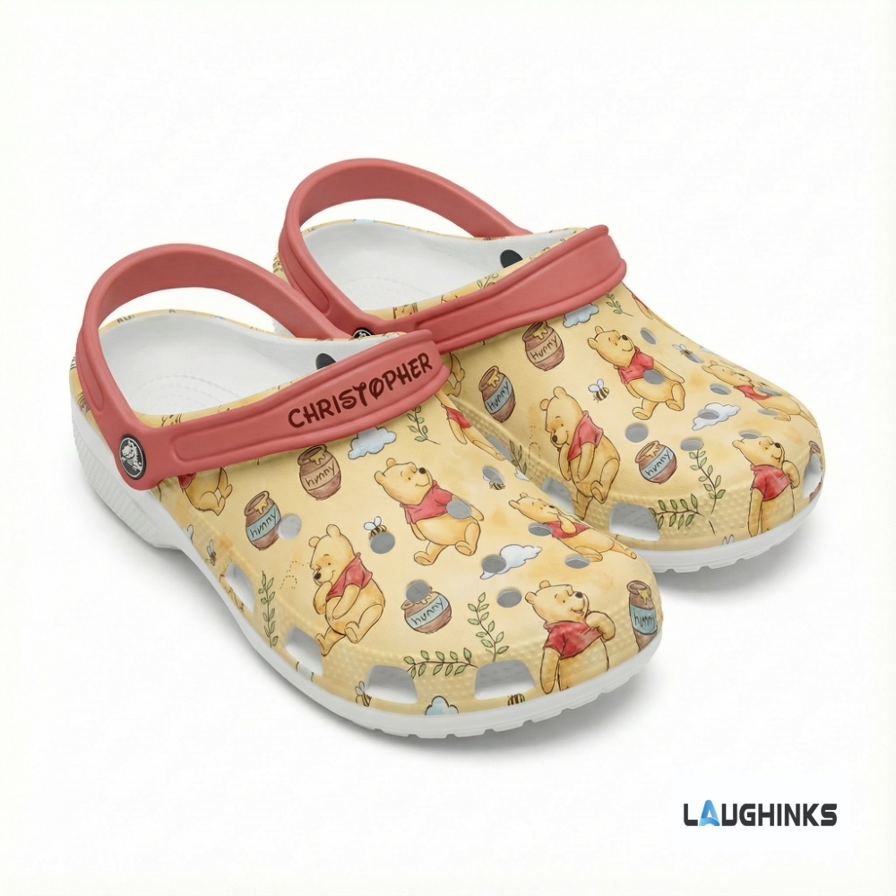 Custom name Winnie The Pooh Crocs charms set with clogs for kids adults