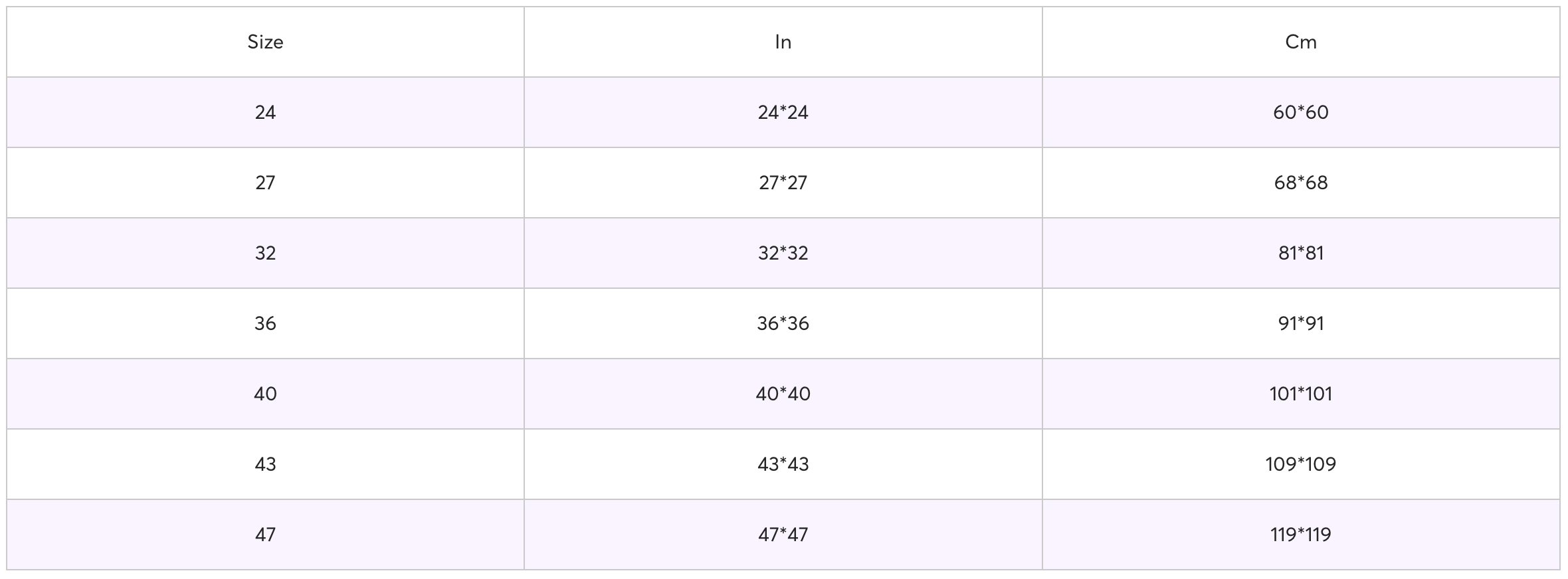 Size Chart