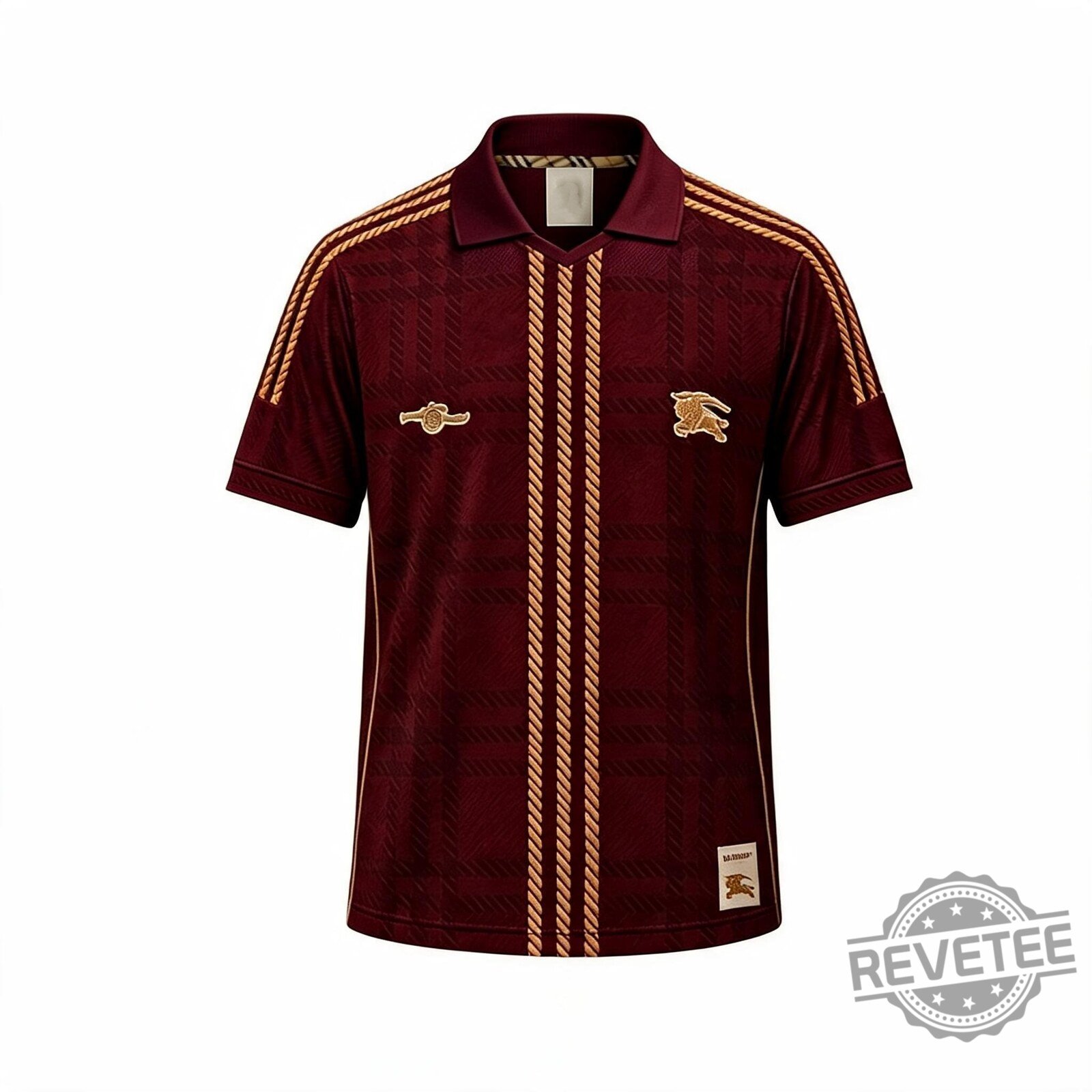 Arsenal x Burberry x Adidas British Heritage polo jersey burgundy color