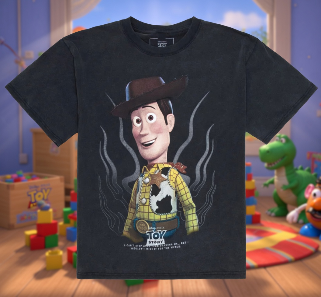 Disney Toy Story Sheriff Woody Adult Graphic T-Shirt - Vintage Wash Edition 2 Disney Toy Story Woody Adult T-Shirt - Vintage Wash Graphic Tee