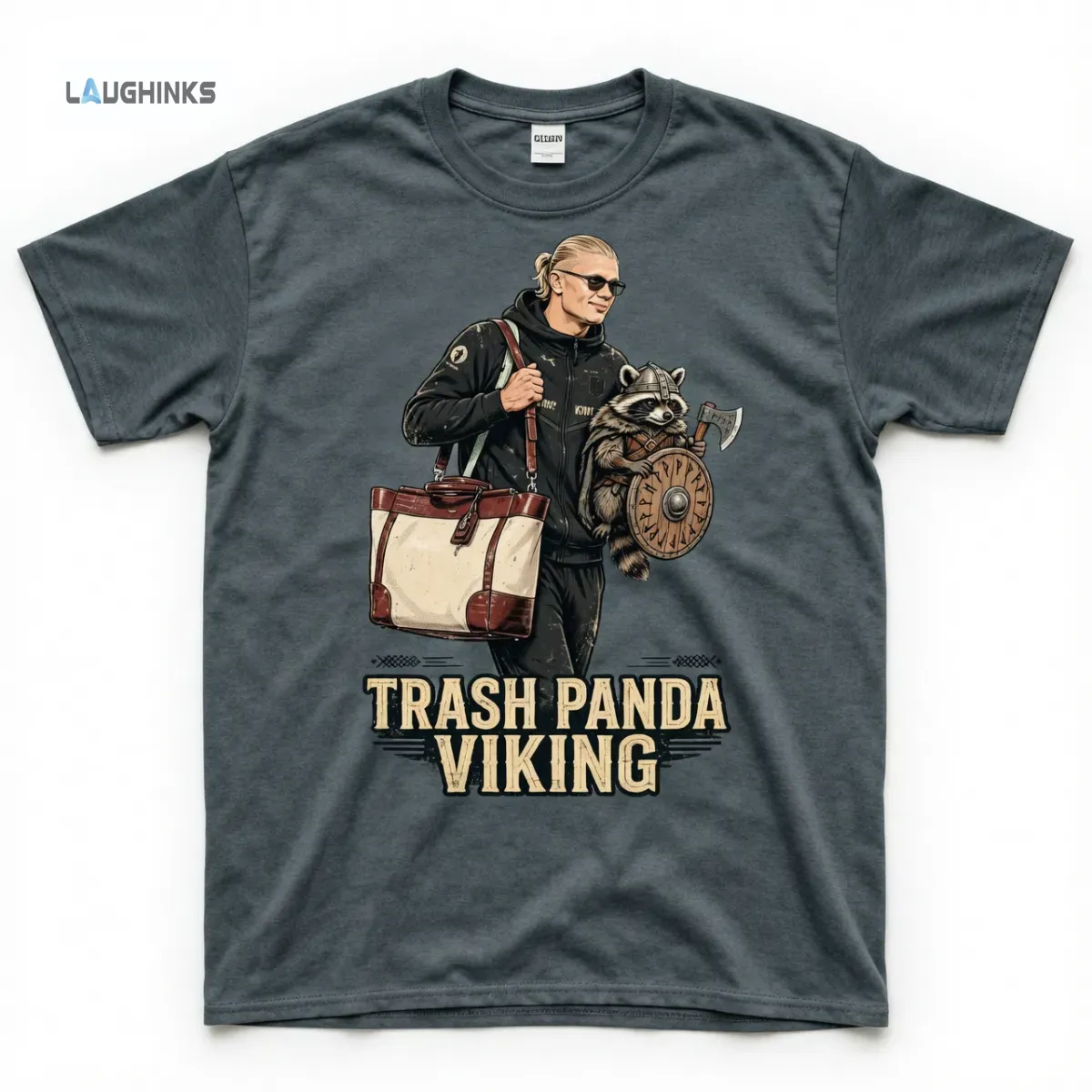Trash Panda Viking Erling Haaland Airport Raccoon Warrior Funny T-Shirt 9 Trash Panda Viking Erling Haaland Airport Raccoon Warrior Funny T-Shirt