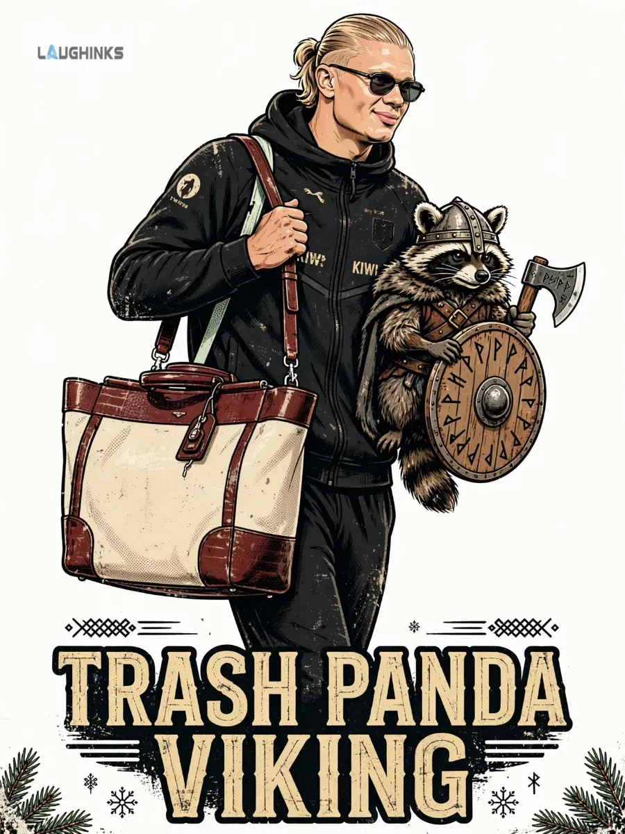 Trash Panda Viking Erling Haaland Airport Raccoon Warrior Funny T-Shirt 11 Trash Panda Viking Erling Haaland Airport Raccoon Warrior Funny T-Shirt